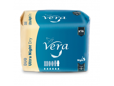 
				VERA Sieviešu higiēniskās paketes Duo Ultra Night Dry, 16 gab.  5907222392287