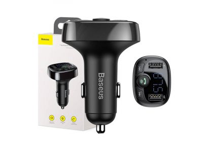 Baseus FM Transmitter T typed Bluetooth 2xUSB microSD (Black) CCMT000001 6932172626976