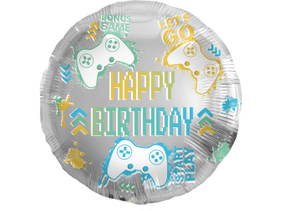 Folat Folija gaisa balons &amp;quot;Birthday Gaming&amp;quot; 45cm 67935 8714572679350