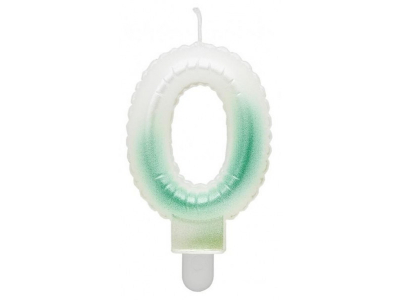 GoDan Tortes svece - Gaisa Balons Skaitlis 0 (7cm) White/Green Ombre MLG174960 5902973174960