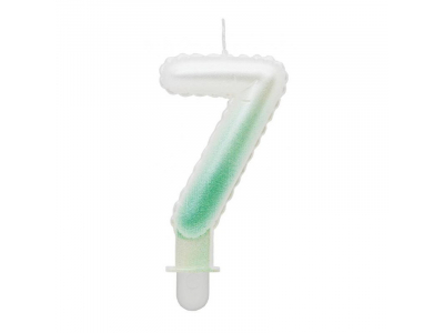 GoDan Tortes svece - Gaisa Balons Skaitlis 7 (7cm) White/Green Ombre MLG175103 5902973175110