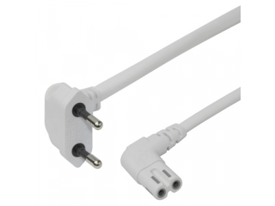 Power cord DELTACO CEE 7/16 - C7 angled, 1,5m, white / 1902295 1902295 202310231014