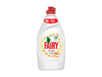 Trauku mazgāšanas līdzeklis FAIRY Sensitive Chamomile &amp; Vitamine E, 450 ml  