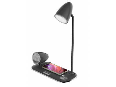 Tellur Nostalgia Wireless Desk Charger, Bluetooth Speaker, Desk Lamp black TLL151361 5949120004336