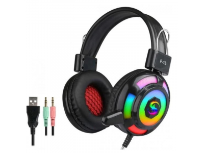 Kubite H66 Spēļu Austiņas 50mm draiveri 2.1m Vads 2x 3.5mm audio/mic + USB + LED Melna KUB-H66-BLACK 4752219006859