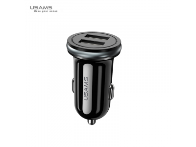 Usams US-CC050 C4 Universāls Auto DC 12-24V Divu USB Ligzdu 2.4A Adaptīvs Ātrs Lādētājs Melns CC50GC01 6958444956480