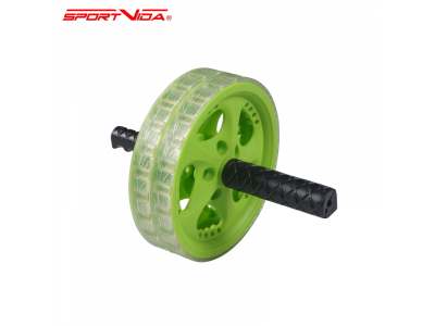 SportVida Dubultais Flat Rolleris (17.5cm) priekš Fitnesa ar argonomiskiem gumijotiem rokturiem Zaļš SV-HK0021 5903133411741