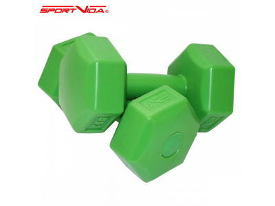 SportVida 2in1 GYM un Fitnesa Komforta Hexo formas Hantenes komplekts 2 * 2Kg Zaļa SV-HK0218 5903133415886