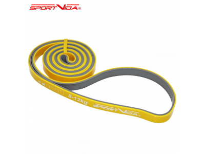 SportVida Ekspanders spēka gumija Fitnesa un GYM treniņiem 2080 * 15 * 4,5 MM (8-12kg) Dzeltena SV-HK0208 5903133415787