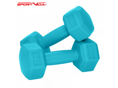 SportVida 2in1 GYM un Fitnesa Komforta Hexo formas Hantenes komplekts 2 * 1Kg Trīkzila SV-HK0217 5903133415879