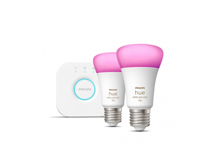 HueWCA Starter Kit 2pcs, Bridge | E27 | 11 W | White and colored light,  2000K-6500K +16 million colors | Bluetooth and Zigbee 8719514291492 8719514291492