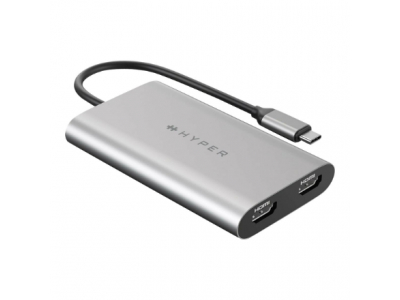 Hyper | HyperDrive Universal USB-C To Dual HDMI Adapter with 100W PD Power Pass-Thru | USB-C to HDMI | Adapter HDM1-GL 6941921147815