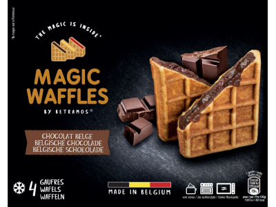 Saldētas beļģu vafeles MAGIC WAFFLES ar šokolādes pildījumu, 4 x 80g  