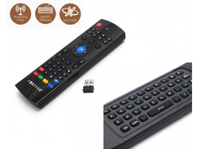 Forever SR-100 3-in-1 tālvadības pults Air Mouse Keyboard Žiroskops PC Smart TV Android Box Black (Iepakojums bojāts. Funkcionalitāte pārbaudīta) PS-M-SR-100 4422190000713