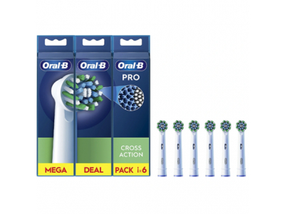 Oral-B | Replaceable toothbrush heads | EB50RX-6 Cross Action Pro | Heads | For adults | Number of brush heads included 6 | White EB50RX-6 8006540847879