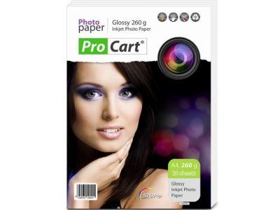 Procart glancēts fotopapīrs A4 260g|m2 20 lapas H260A4 6426034500011