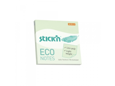 Līmlapiņas StickN 21748 Eco 76x76mm, 100 lapiņas, zaļas HX217481 4712759217481