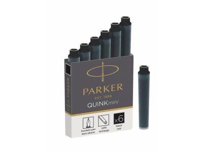 Tintes kapsulas Parker Quink Mini, 6gab/iep, melnas NE504070 3501179504070