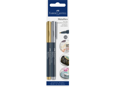 Flomāsteru komplekts Faber-Castell Metallics, 1.5mm, dekorēšanai, 2 krāsas FC607960 4005401607960