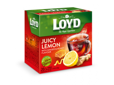 Zāļu tēja Loyd Pyramids Juicy Lemon ar ingveru un medu, ar sildošu efektu, 20x2g LD018601 5900396018601