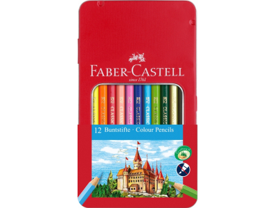 Krāsainie zīmuļi Faber-Castell Classic, 12 krāsas, metāla kārbā FC158011 4005401158011