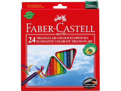 Krāsainie zīmuļi Faber-Castell Eco, 24 krāsas+asināmais FC467427 7891360467427