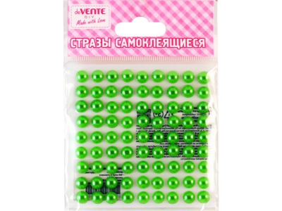 Pašlīmējošas pērlītes deVente, plastmasas, 4mm, 80gab/iep, gaiši zaļas DV953998 4627192953998