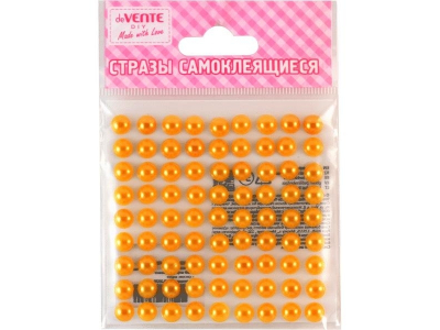 *Pašlīmējošas pērlītes deVente, plastmasas, 4mm, 80gab/iep, dzeltenas DV954018 4627192954018