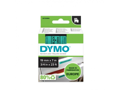 Marķēšanas lente  Dymo D1, 19mmx 7m, melns teksts uz zaļa 45219 (P) NE452199 5411313452199