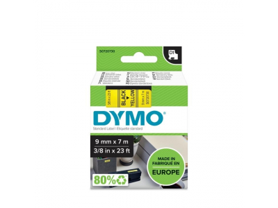 Marķēšanas lente DYMO D1 9mmx7m melna/dzeltena NE409186 5411313409186