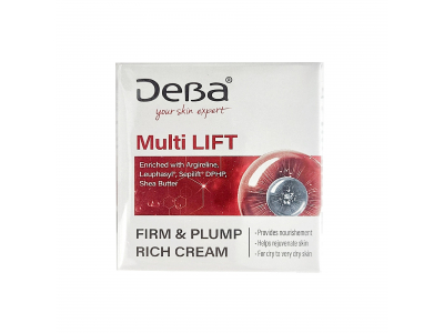 
				DeBa Multi Lift Firm &amp; Plump Atjauninošs sejas krēms ar peptīdu kompleksu un šī sviestu, 50 ml  3800038935278