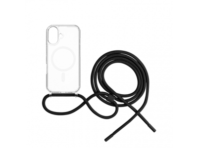 Fixed | MagPure Neck | Back Cover with Lanyard | Apple | iPhone 16 Plus | TPU | Clear, Black FIXPUNM-1401-BK 8591680173280