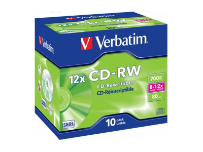 Matricas CD-RW SERL Verbatim 700MB 10x-12x 10 Pack Jewel 43148 023942431473