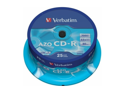 Matricas CD-R AZO Verbatim 700MB 1x-52x Crystal, 25 Pack Spindle 43352V 023942433521