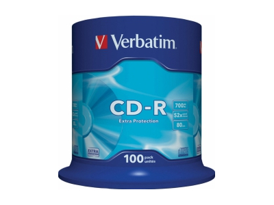 Matricas CD-R Verbatim 700MB 1x-52X Extra Protection, 100 Pack Spindle 43411V 023942434115