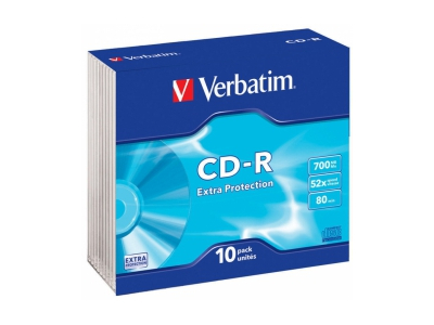 Matricas CD-R Verbatim 700MB 1x-52x Extra Protection Surface 10 Pack Slim 43415V 023942434153