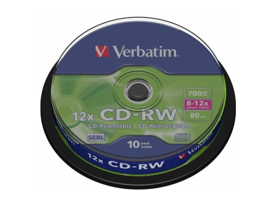 Matricas CD-RW SERL Verbatim 700MB 12x, 10 Pack Spindle 43480V 023942434801