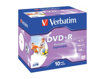 Matricas DVD+R AZO Verbatim 4.7GB 16x Printable ID Branded, 10 Pack Jewel 43508V 023942435082