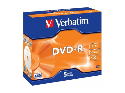 Matricas DVD-R AZO Verbatim 4.7GB 16x 5 Pack Jewel 43519V 023942435181