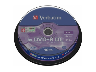 Matricas DVD+R DL Verbatim 8.5GB Double Layer 8x AZO, 10 Pack Spindle 43666V 023942436669