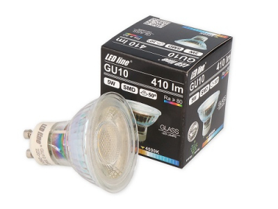 LED prožektors GU10 230 V 5 W 410 lm 50° neitrāli balta, stikla, LED line LED line 5901583248313