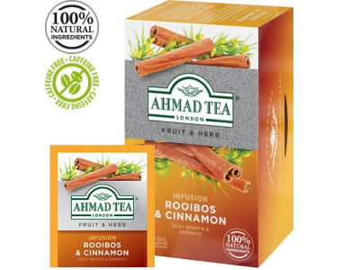 Tēja AHMAD Alu ROOIBOS &amp; CINNAMON, 20 maisiņi x1.5 g paciņā  