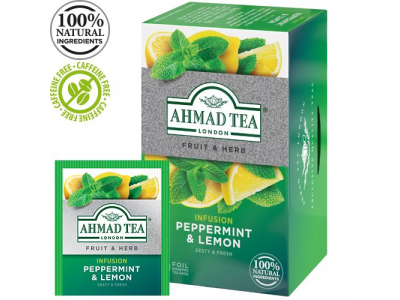 Tēja AHMAD Alu PEPPERMINT &amp; LEMON , 20 maisiņi x 1.5 g paciņā  