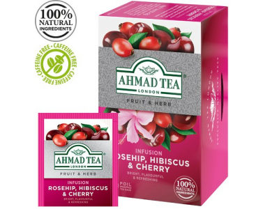 Tēja AHMAD Alu ROSEHIP &amp; CHERRY, 20 maisiņi x 2 g paciņā  