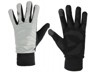 Sports gloves with touchscreen tip AVENTO 44AC reflective XS/S silver/black SLV 8716404338749