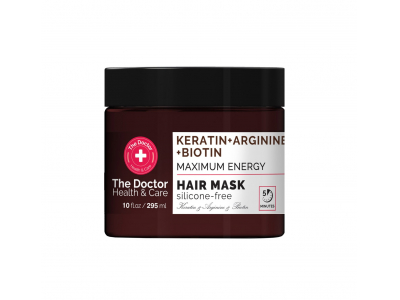 
				THE DOCTOR HEALTH &amp; CARE Matu maska Maksimālā enerģija, Keratīns + Arginīns + Biotīns, 295 ml  8588006042566