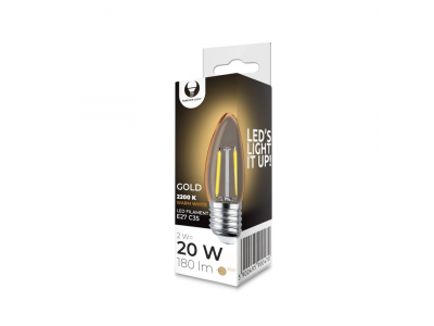 LED Bulb Filament E27 C35 2W 230V 2200K 180lm COG gold Forever Light RTV0100002 5900495900470