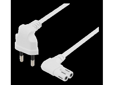 Irrigated device cable DELTACO for connection between device and wall outlet, 5m, angled CEE 7/16 to angled IEC 60320 C7, Max 250V 2.5A, white / DEL-109BV DEL-109BV 202112021004