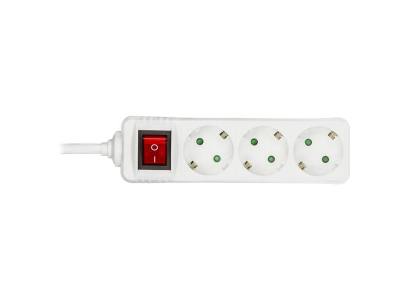 Power strip DELTACO 3 sockets, 5.0m, grounded, with switch, white / GT-116D GT-116D 552299000023