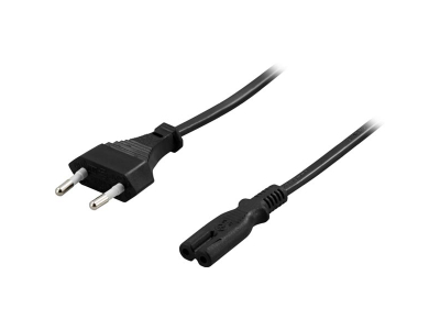 Cable DELTACO CEE 7/16 to straight IEC 60320 C7, max 250V / 2.5A, 1m, black / DEL-109AA DEL-109AA 553002000073